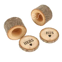 Cocostyles изготовленная на заказ рустикальная круглая коробка для пня с шелковой печатью для свадьбы леса