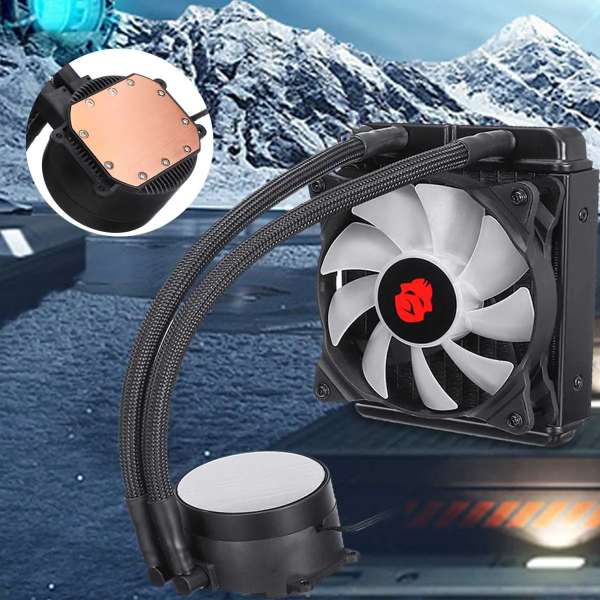 

RGB LED Water Cooling Radiator CPU Cooler Desktop Computer Radiator CPU Integrated 120mm Water Cooler Fan for LGA 775/115x/AM2