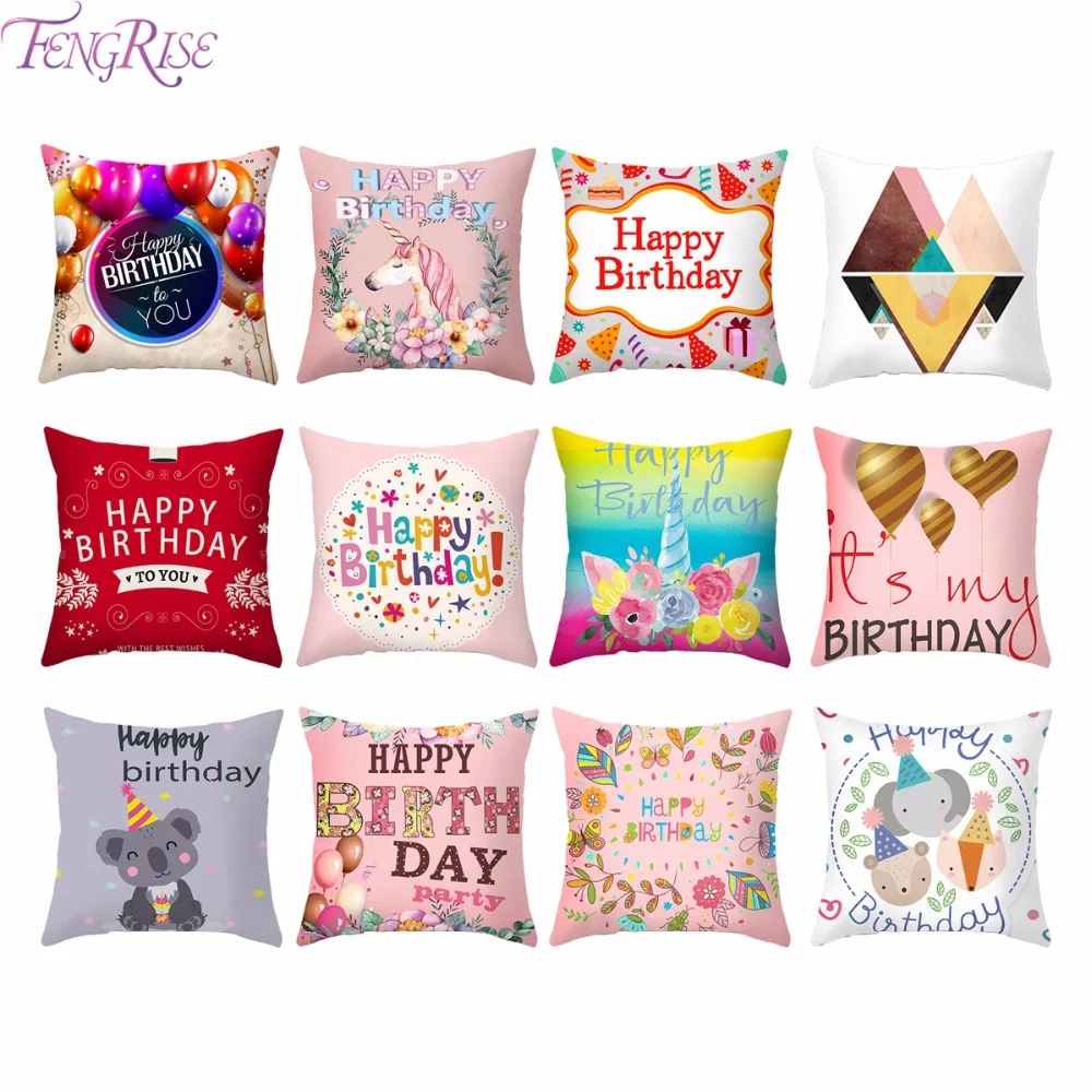 Buy FENGRISE Happy Birthday Cushion Cover Birthday