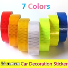 Wholesale 5cmx50m Reflective Strips Motorcycle Safety Mark Auto Decoration Car Body Stickers PVC Self Adhesive Warning Tape