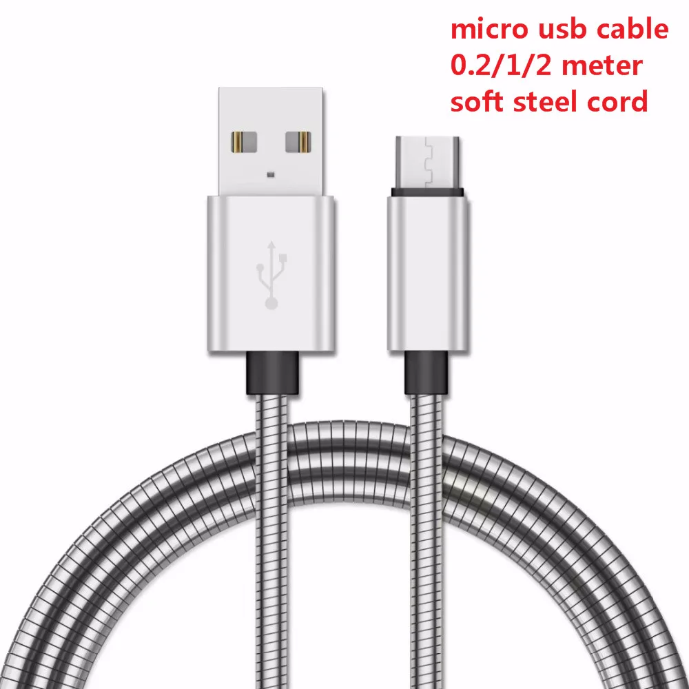 

0.2/1/2 Meter Micro USB Cable Fast Charger Soft Steel Data Cord For HUAWEI Mate 7 8 S P8/P9 Lite Honor 7 7X Meizu M3 M5 M6 Note