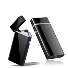 

Metal Windproof Electronic Lighter Double Arc Usb Charging Electric Plasma Pulse for Smke Pipe Cigarette Cigar Hookah Shisha