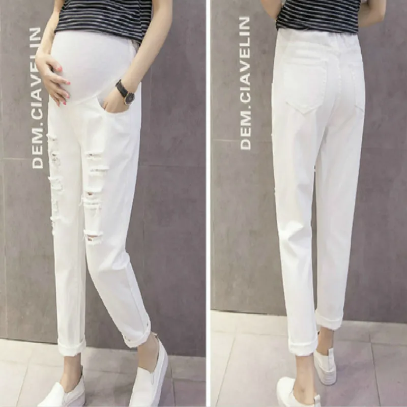 MODENGYUNMA Pregnant Woman Support Abdomen Maternity Jeans Fashion Pants Other Elastic Force Spring And Autumn Pregnancy Clothes