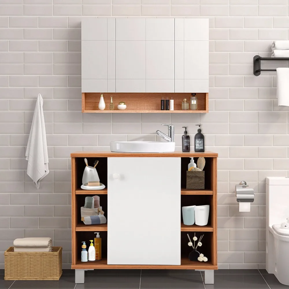 Giantex تحت كابينة البالوعة الحمام Spacesaver خزانة 6 مكعب الغرور المنظم الحديثة الحمام الأثاث BA7403