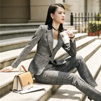 

2019 New Fashion Styles Formal Professional Business Suits With Jackets and Pants Ladies Office High Quality Fabric Pants Suits