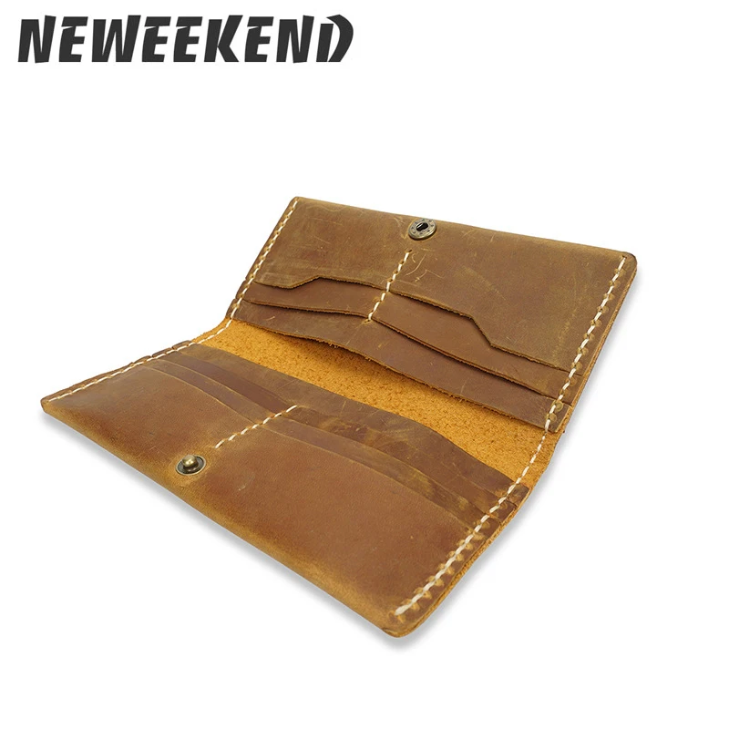 

Men's Genuine Leather Casual Vintage Style Slim Long Wallet ID Credit Card Holder Purse Handbag Clutch Bag For Man Male YD1009