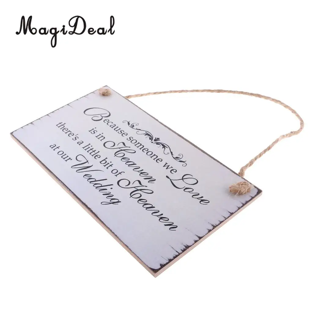 MagiDeal Because Someone We love is in Heaven Wedding Sign Memorial Hanging Plaque Vintage Wooden Hanging Board
