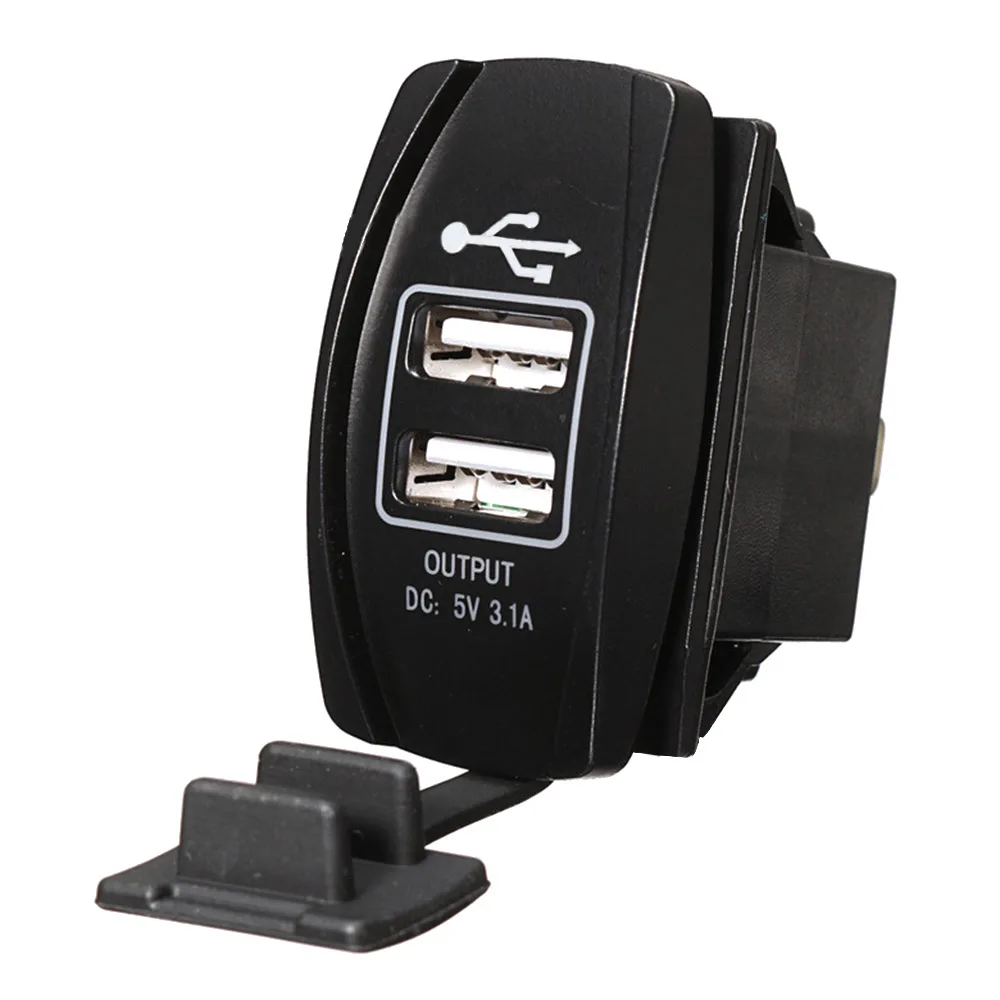

Red/Blue/Green LED Waterproof Dual USB Car Charger DC 12V 24V Universal Charge Socket Power Adapter