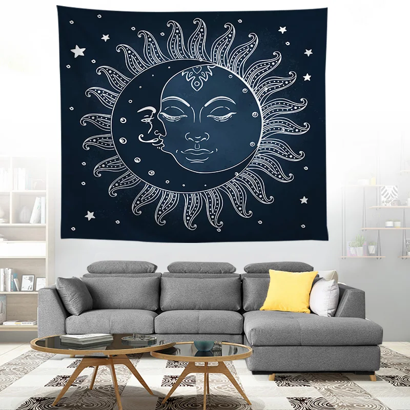 

ZEIMON Home Furnishing Bohemian Gold Moon Accompany With Sun Tapestry Wall Hanging Throw Rug Blanket Camping Mat Farmhouse Decor