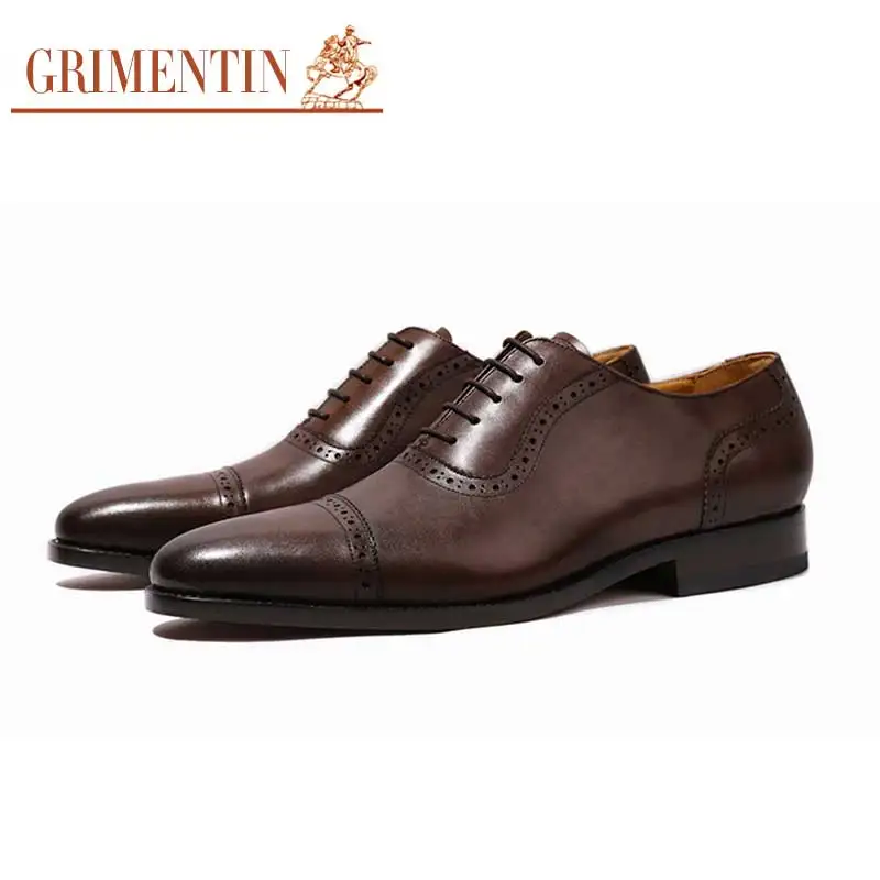 GRIMENTIN Italian handmade mens derby shoes genuine leather customized