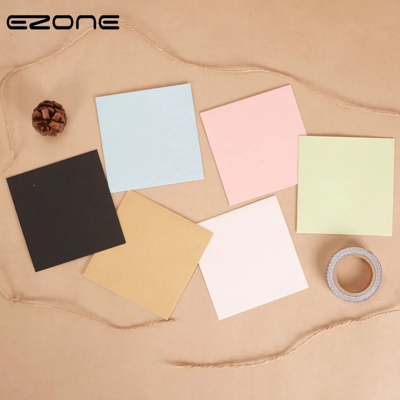 

EZONE 10PCS Candy Color Envelope Kraft Paper 6 Color Blank Greeting Card Mini Sample Style Envelope postcard box Membership Card