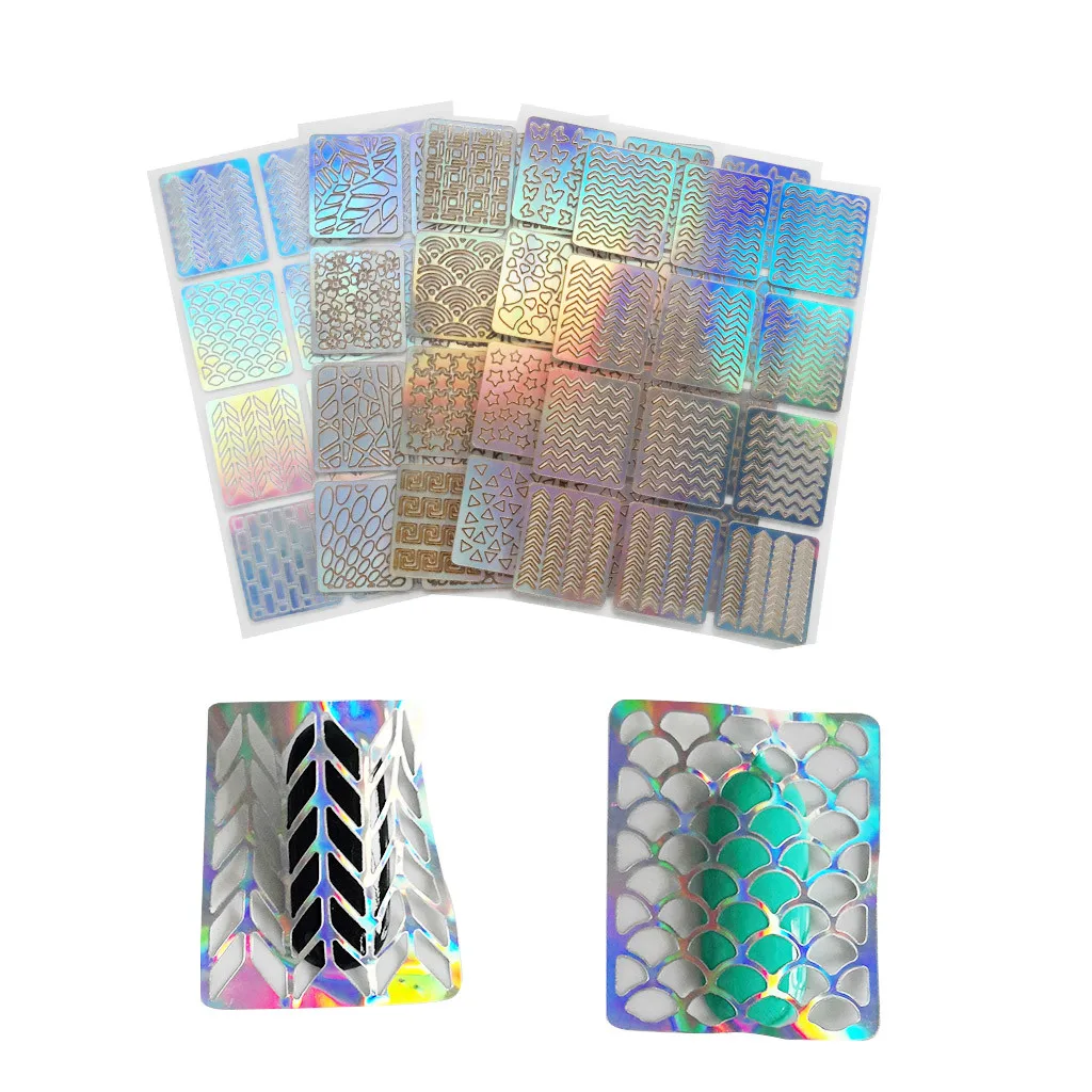 

Hot Sale Different Design 60 Pieces 5 Sheets Nail Art Set Vinyl Stickers Stencils New Nails Accessoires vernis semi permanant uv