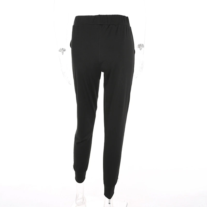 Сексуальные элегантные Открытые Брюки Капри женские трендовые брюки джоггеры с высокой талией на молнии Черные хипстеры Панталоны Слаксы