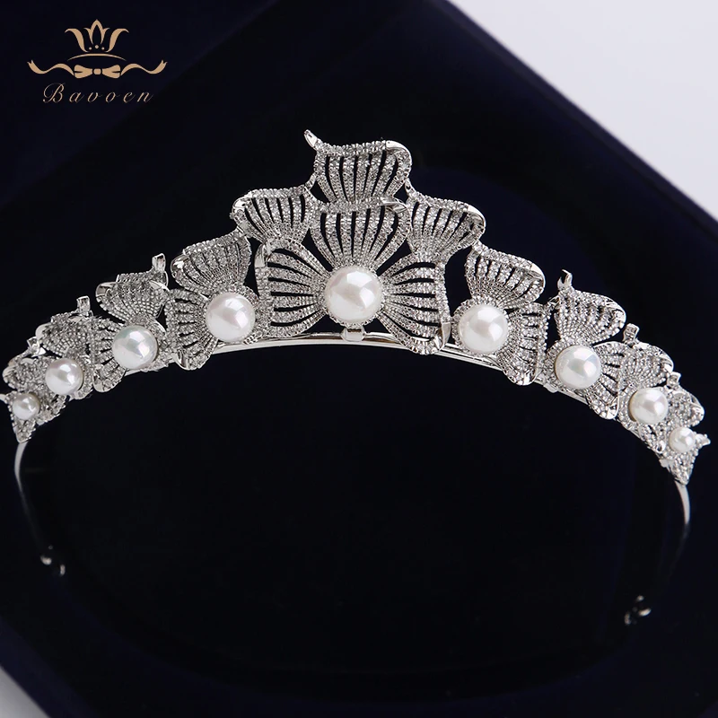

Bavoen Top Quality Royal Sparkling Zircon Brides Tiaras Crown Silver Crystal Bridal Hairbands Headpiece Wedding Hair Accessories