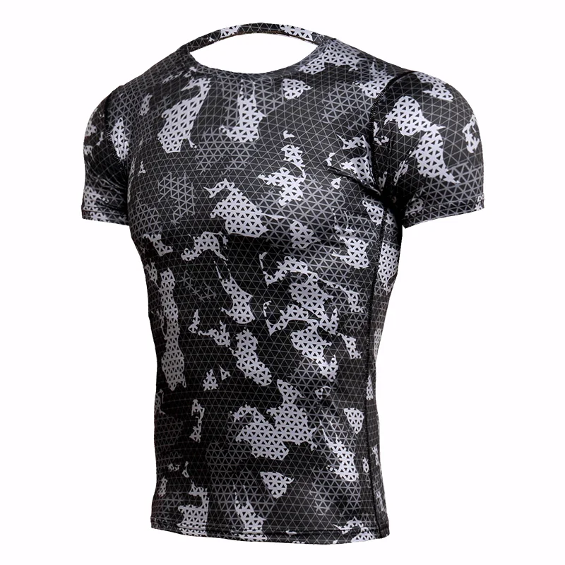 Rashgard Mens Sport Running T Shirt Men Camouflage Gym Fitness MMA Training Shirts Dry Fit Sportswear Top Soccer Jerseys