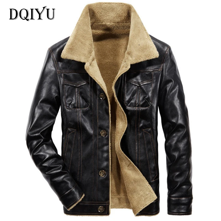 DQIYU Leather Jacket Men High quality Faux Fur PU Jacket Autumn Slim Fit Men Leather Jackets and Coats Jaqueta Couro Masculina