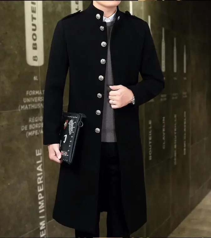 M~ 4XL нового размера плюс Корейская мужская ветровка длинное шерстяное пальто модное темпераментное пальто с воротником