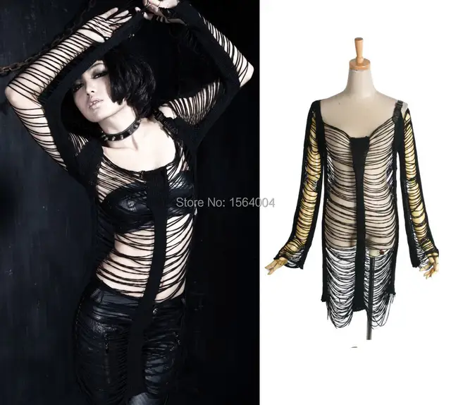 Punk Rave Skeleton Black ossuary hole style Visual kei Sexy