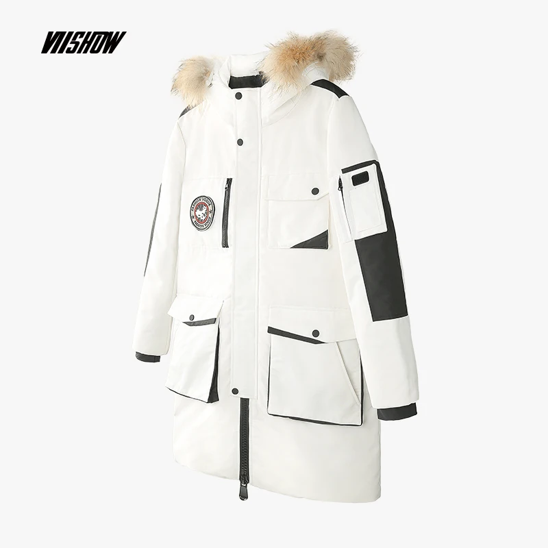 VIISHOW толстый пуховик для мужчин брендовая зимняя куртка для мужчин Мужская ветровка с капюшоном мужская зимняя куртка пальто YCA315184 - Цвет: white
