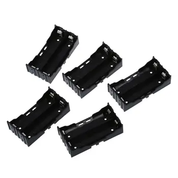

5 Pcs Black Plastic 2 x 3.7V 18650 Batteries 4 Pin Battery Holder Case