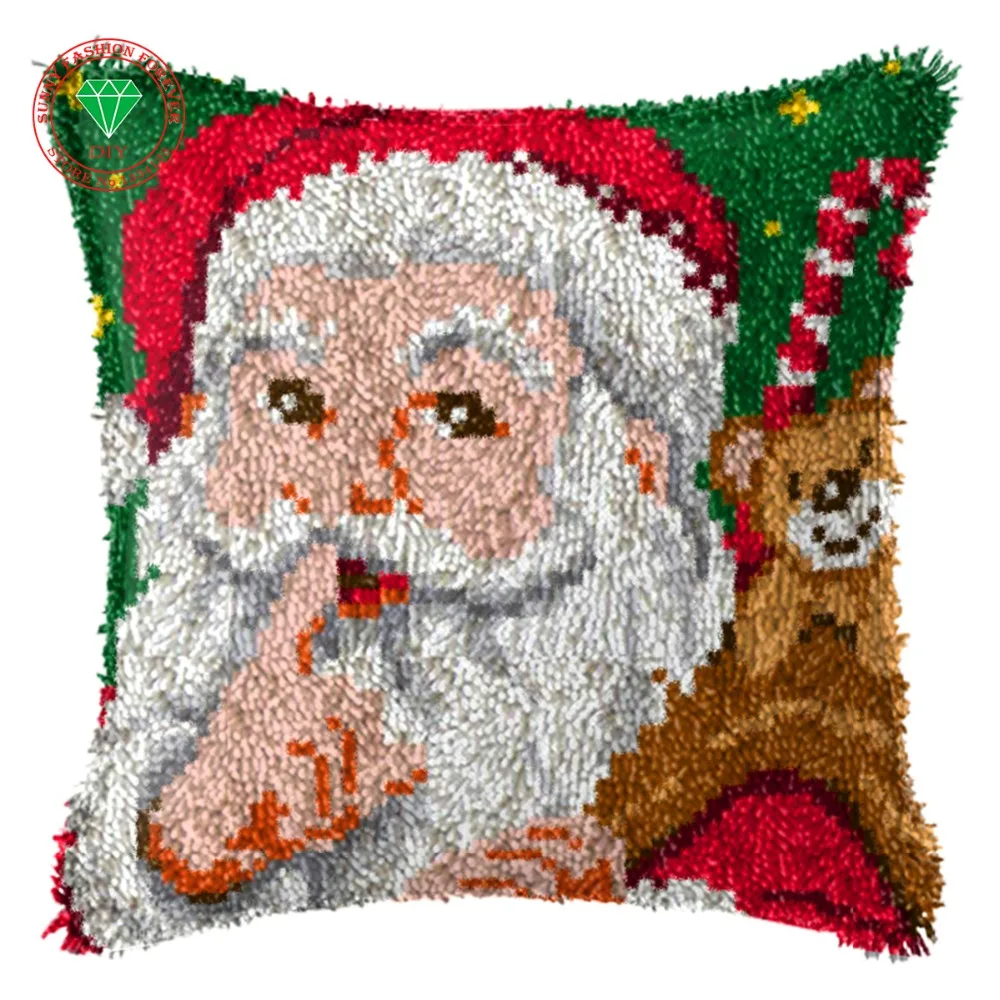 Santa Picture Needlework Latch hook rug kits Pillowcase Diy Carpet