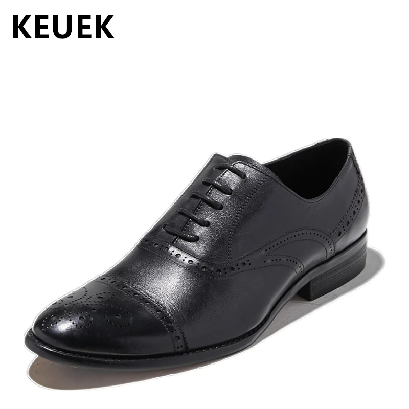 

Spring Autumn Men Flats British style Genuine leather Oxford shoes Lace-Up Casual Dress shoes Pointed Toe Leather shoes 02A