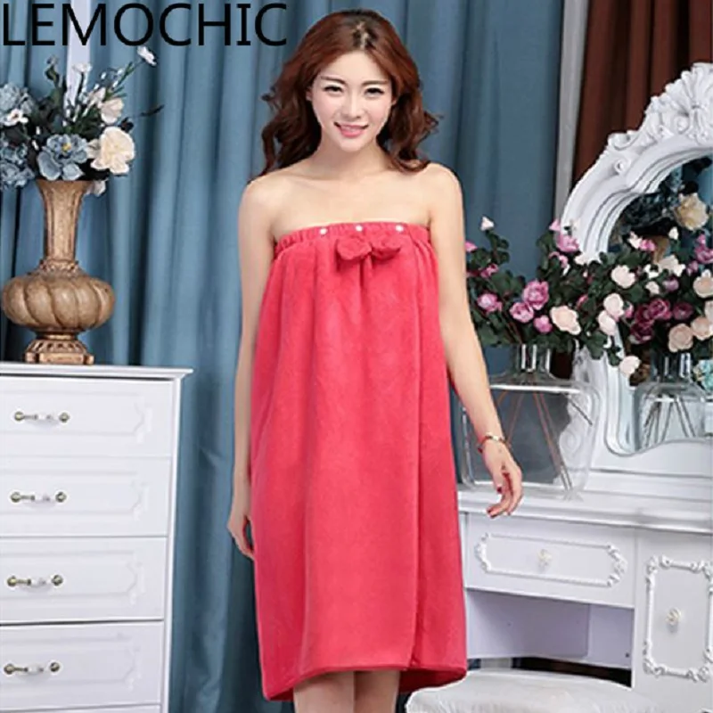 

Wear the towel wrapped chest Bath skirt bathrobe towel thickened water sucking High quality limit send adult Shower cap