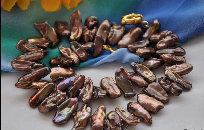 

FREE shipping>>>>>z4998 20mm coffee dens biwa freshwater cultured pearl necklace 17inch new