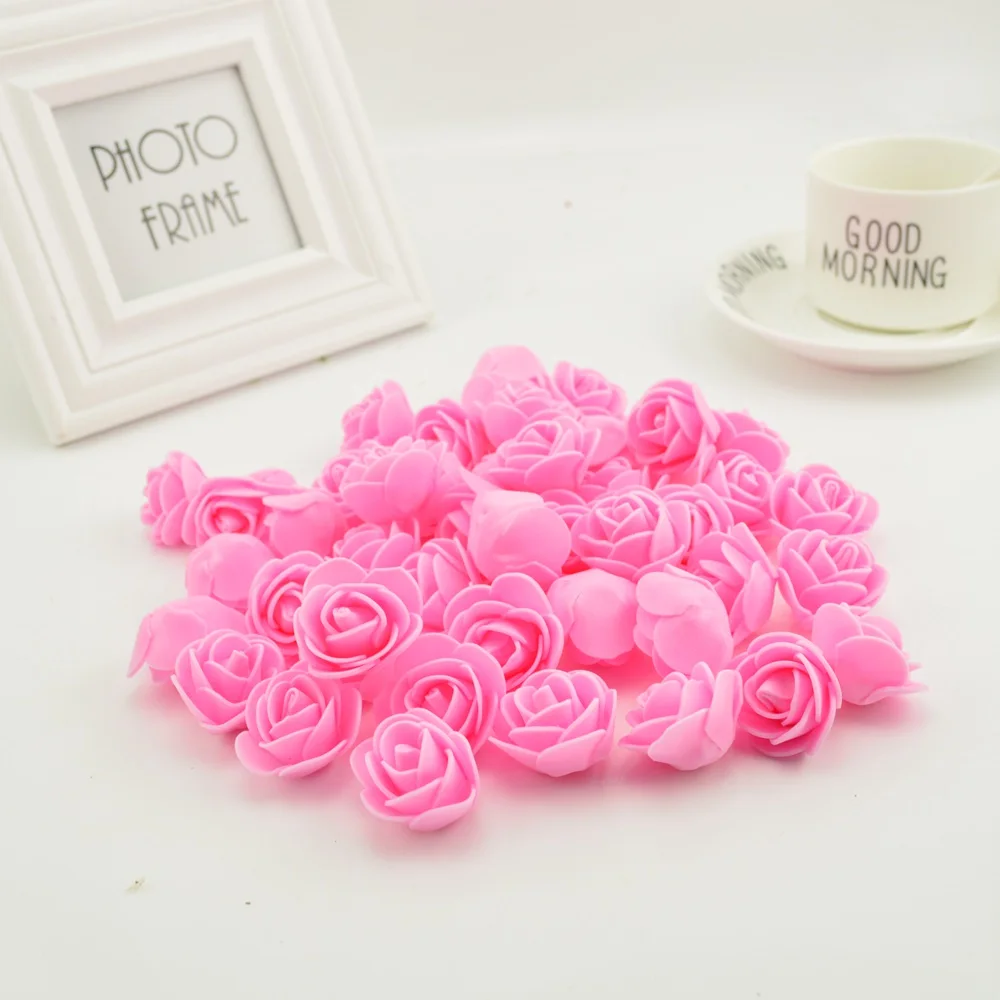 

50PCS cheap Artificial Flowers For Wedding Car Decoration Foam Rose DIY Pompom Wreath Decorative Valentine's day Fake Flowers