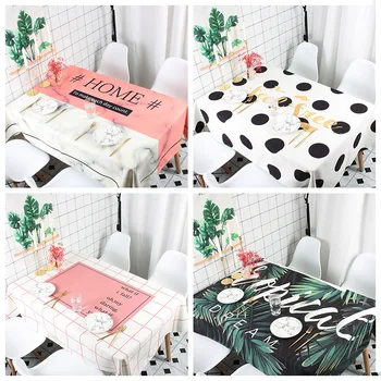 

Plaid Linen Tablecloth Waterproof Oilproof Thick Rectangular Wedding Dining Tropical Plants Table Cover Tea FlamingoTable Cloth