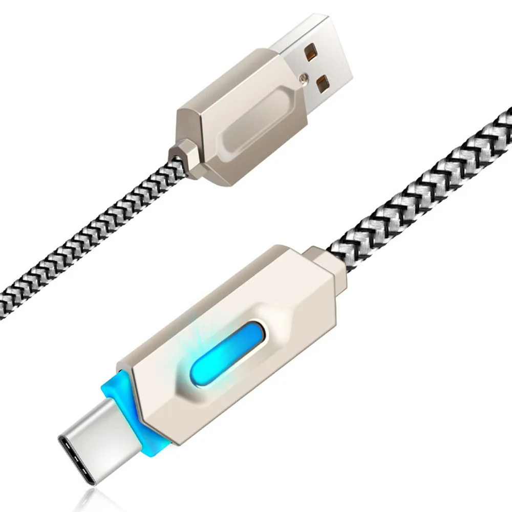 USB3.1 нейлоновый Плетеный светодиодный кабель type-C для синхронизации данных и синхронизации с Android ток поддержки: 2.1A 56