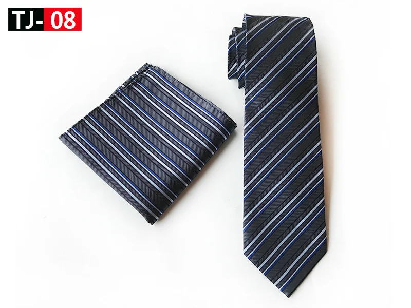 Necktie Set Элегантный Мужской Жаккардовый полосатый Свадебная деловая вечеринка подарок в горошек клетчатый шейный галстук Карманный квадратный платок галстук набор галстуков - Цвет: Necktie Set