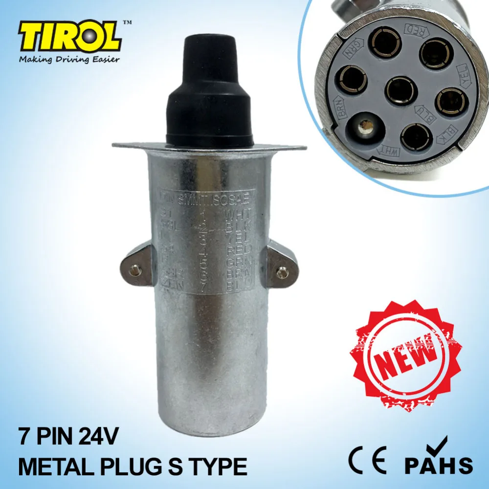 TIROL T23413a New 7 Pin 24V Metal Trailer Plug S Type Wiring Connector