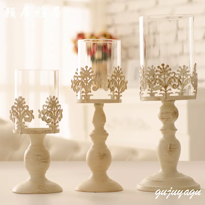 

C Железный стеклянный подсвечник в стиле ретро, украшение для дома, Свадебный Настольный подсвечник, оптовая продажа