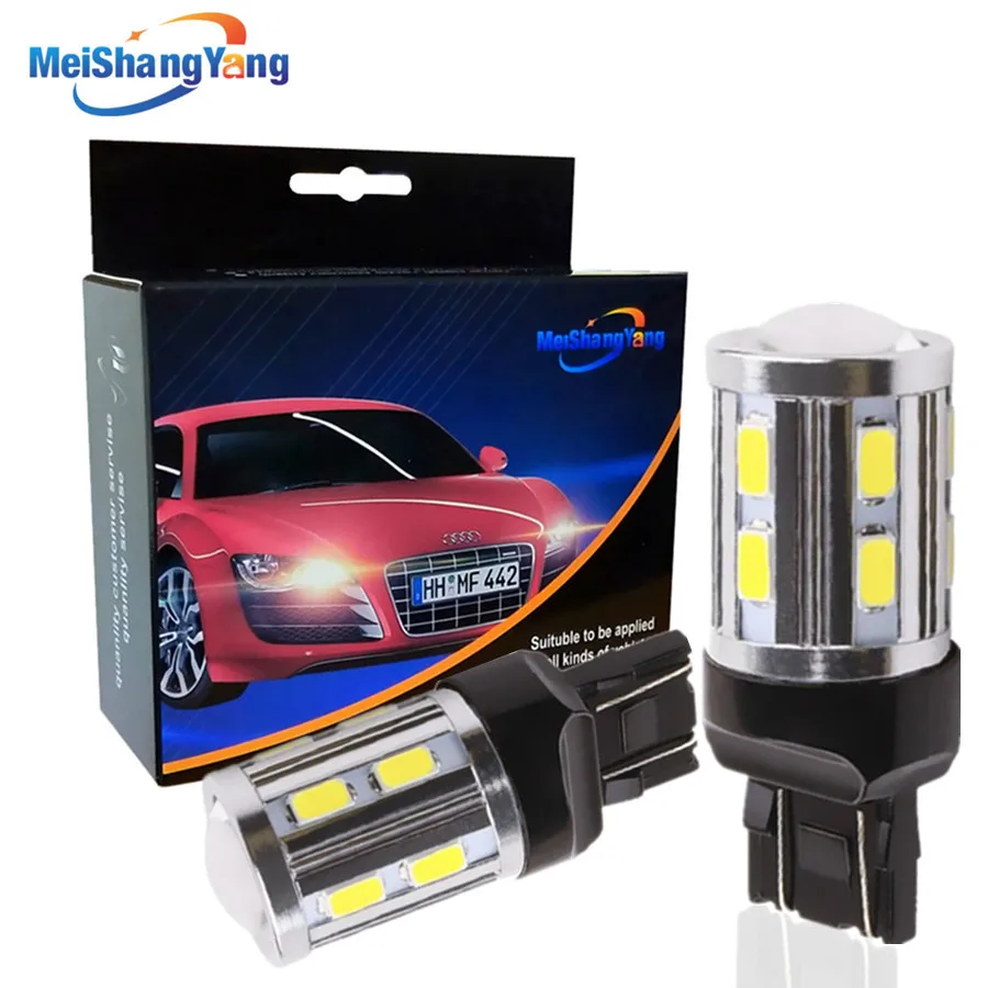 2 шт. T20 W21 5 Вт 7443 светодиодный белый Cree чип 12SMD 5730 Автомобильные стоп сигналы лампа