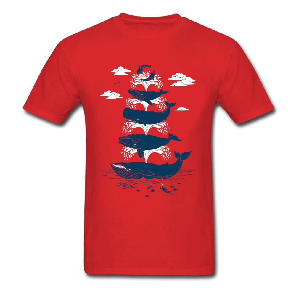 Men Retro Casual Tops Tees Crew Neck Summer/Autumn 100% Cotton T-shirts Summer Short Sleeve Whale of a Time T-Shirt Whale of a Time red