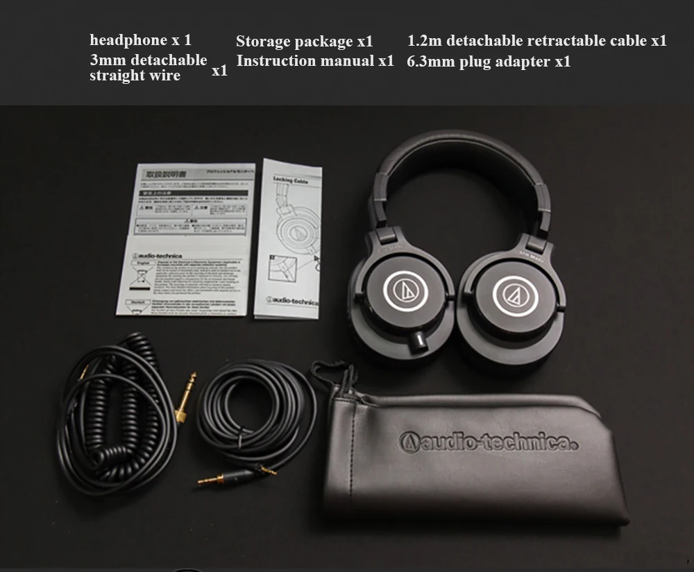 Original Audio Technica Ath-m40x Professional Monitor Headphones 