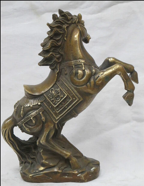 

huij 008783 8.5"China Sino feng shui Bronze dragon head saddle horse win instant success ST Statue