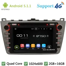 Quad Core 8″ HD 1024*600 Android 5.1.1 Car DVD Video Player Radio Stereo PC 3G/4G WIFI GPS Map For Mazda 6 Ruiyi Ultra 2008-2012