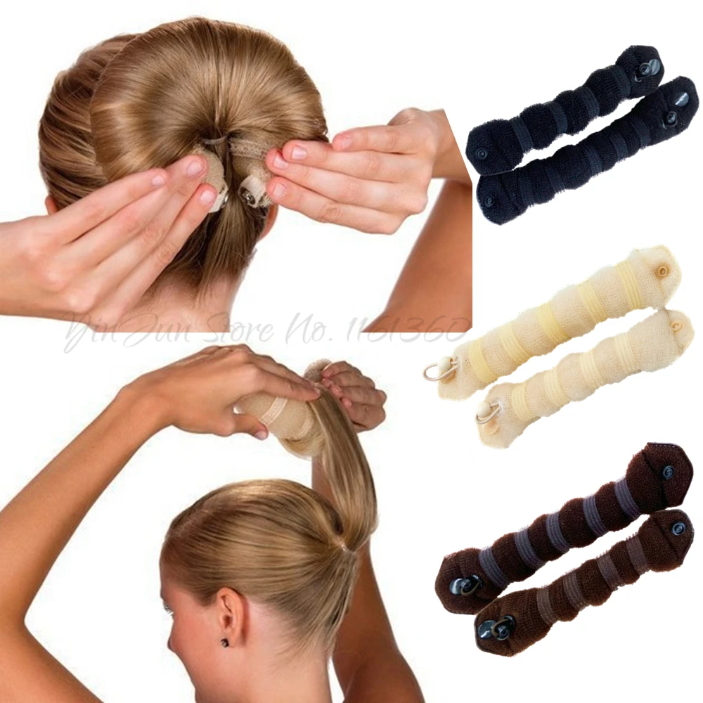 

2Pcs(1 large+1 small) Elegant Magic Braider Buns Maker Hair Styling Former Magic Sponge Bride Headband Hair Bow Rope Ring Shaper