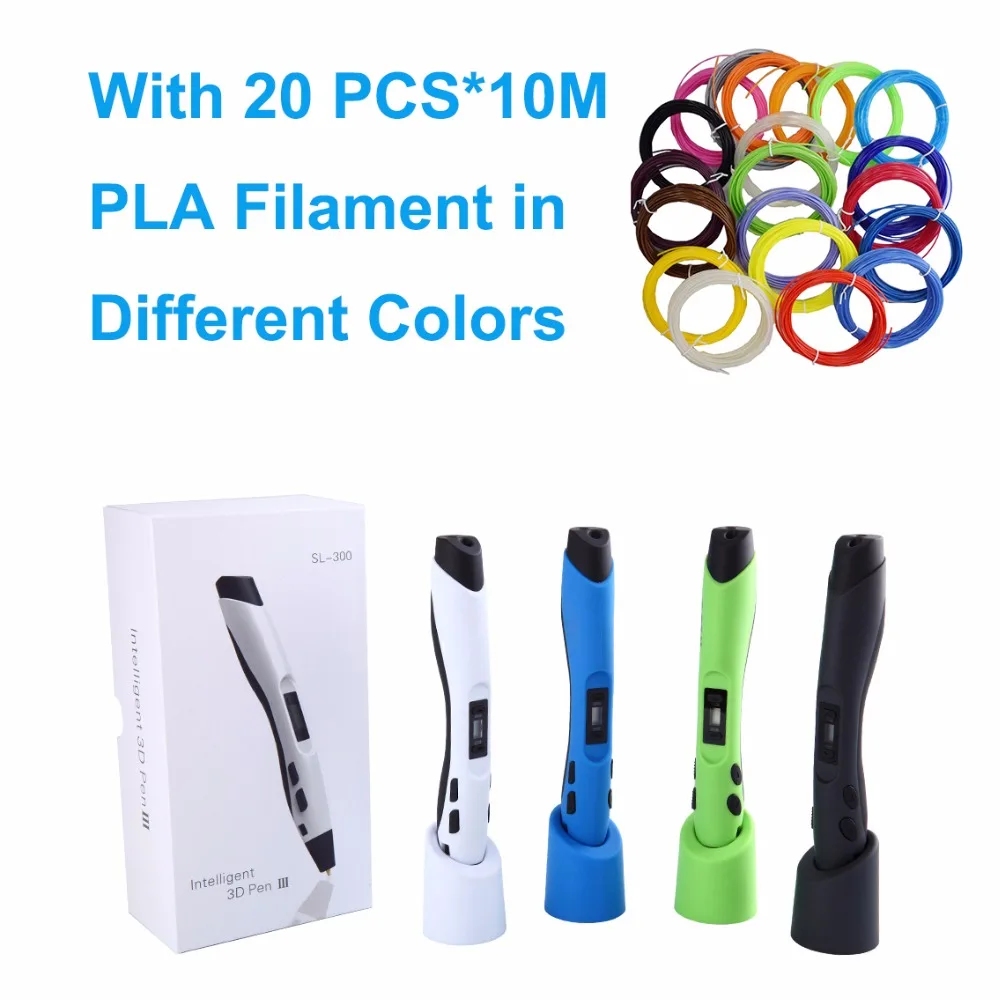 

SUNLU SL-300 Children gift doodle toy pen 3D pen with extra 20 bags of 10M PLA filament total 200M for 3d printing painting