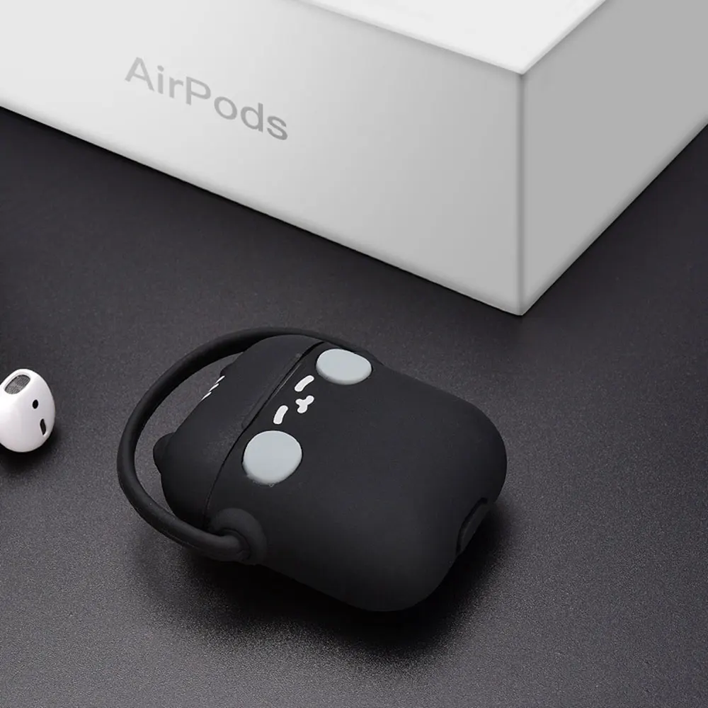 Мультяшный беспроводной Bluetooth чехол для наушников для Apple AirPods Мягкий силиконовый чехол для зарядки наушников Защитный чехол для AirPods - Цвет: Black