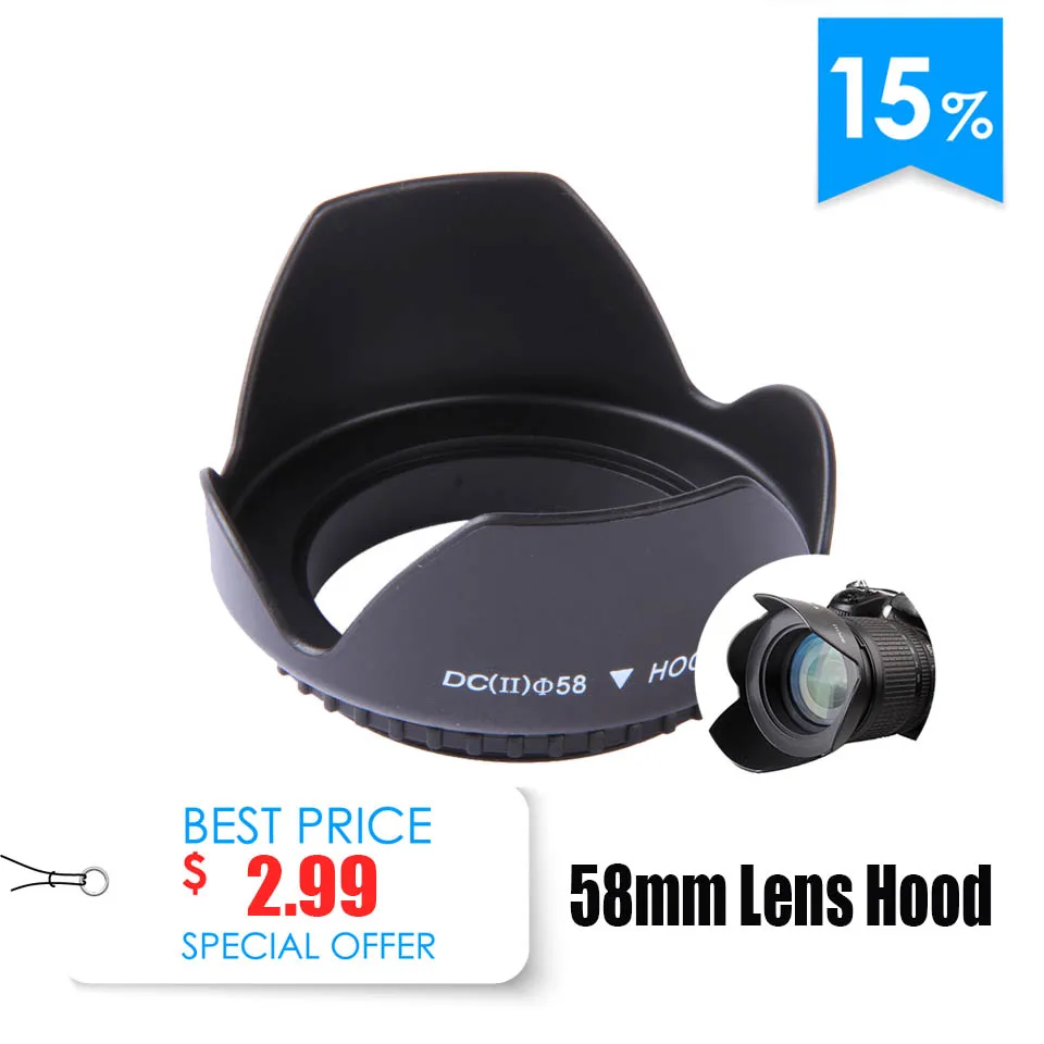 58mm Screw Flower Lens Hood For Nikon Sony Canon EOS 1300D 1200D 800D