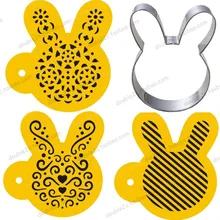 Кролик Форма трафареты для печенья и печенья резак, 4 шт./компл., Пасхальный кролик вечерние Металлические резак печенья, формочки для выпечки, инструменты для выпечки