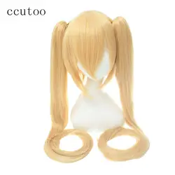 Ccutoo 120 см Vocaloid Hatsune Мику прямые длинные Синтетические волосы Косплэй костюм парик с чипом Хвостики