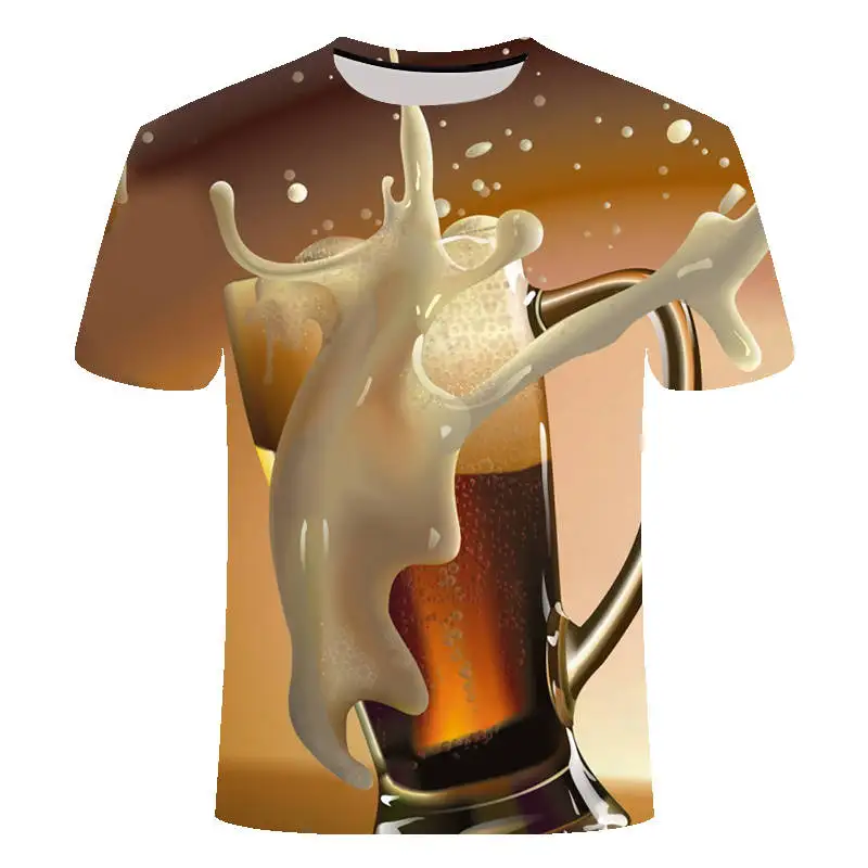 

2019 Novelty 3D t shirt Men Cans of beer Printed Hip Hop Crewneck short Sleeve Men/Women t-shirt tee tops Loose big yards