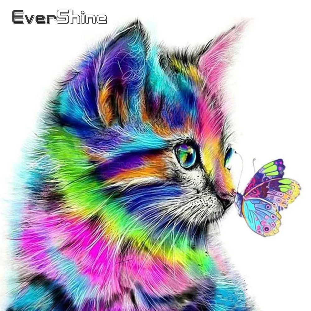 

EverShine 5D Diamond Painting Full Drill Cat Diamond Mosaic Cross Stitch Diamond Art Brad Picture Kit New Arrivals Animals