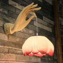 Современный китайский дзэн Лотос настенный светильник для столовой спальни прикроватный настенный светильник Арт коридор отель