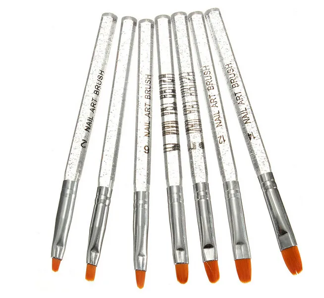 

100sets transparent glitter Fashion Glitter Handle Nylon Hair Gel Brush Makeup Nail Art Brushes Phototherapy pen