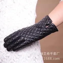 100% новые женские 2018 кожаные перчатки женские овчины квадраты теплые Ling тачскрин перчатки для взрослых вождения ездовые перчатки B-3736